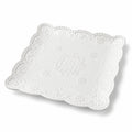 Assiette carrée 25×25 cm en céramique blanche à relief décoratif pour service de table