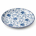 Plat ovale 30 cm en céramique blanc bleu à motif floral pour service de table
