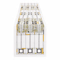Chemin de table 180 x 40 cm en tissu blanc motif géométrique noir et jaune style architectural