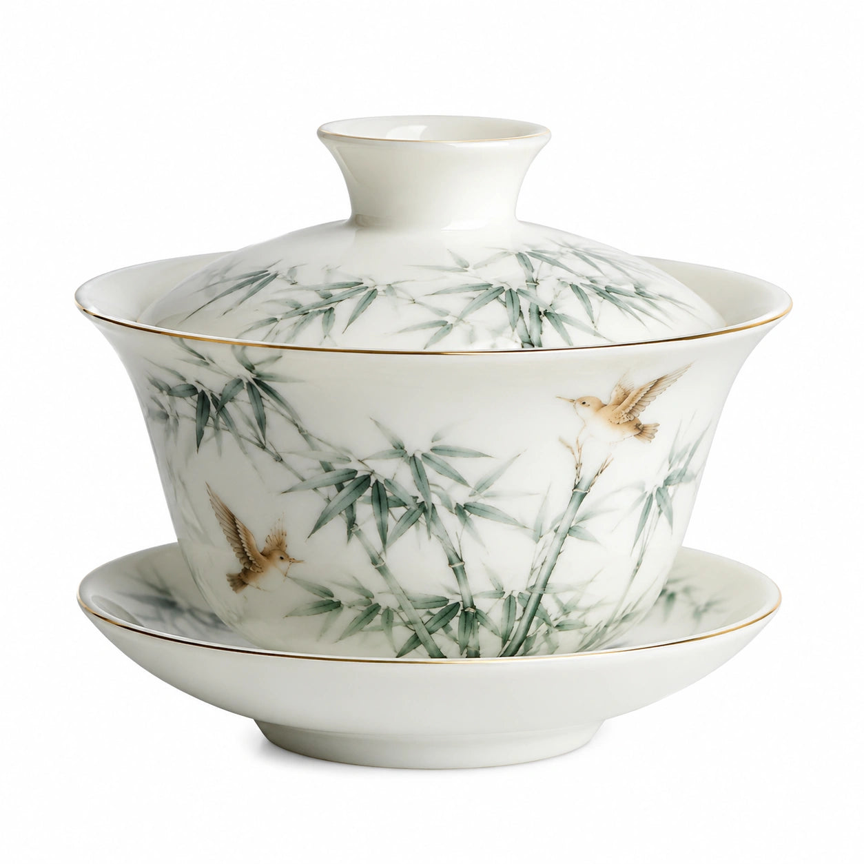 Gaiwan en porcelaine 180 ml blanc vert avec couvercle pour thé