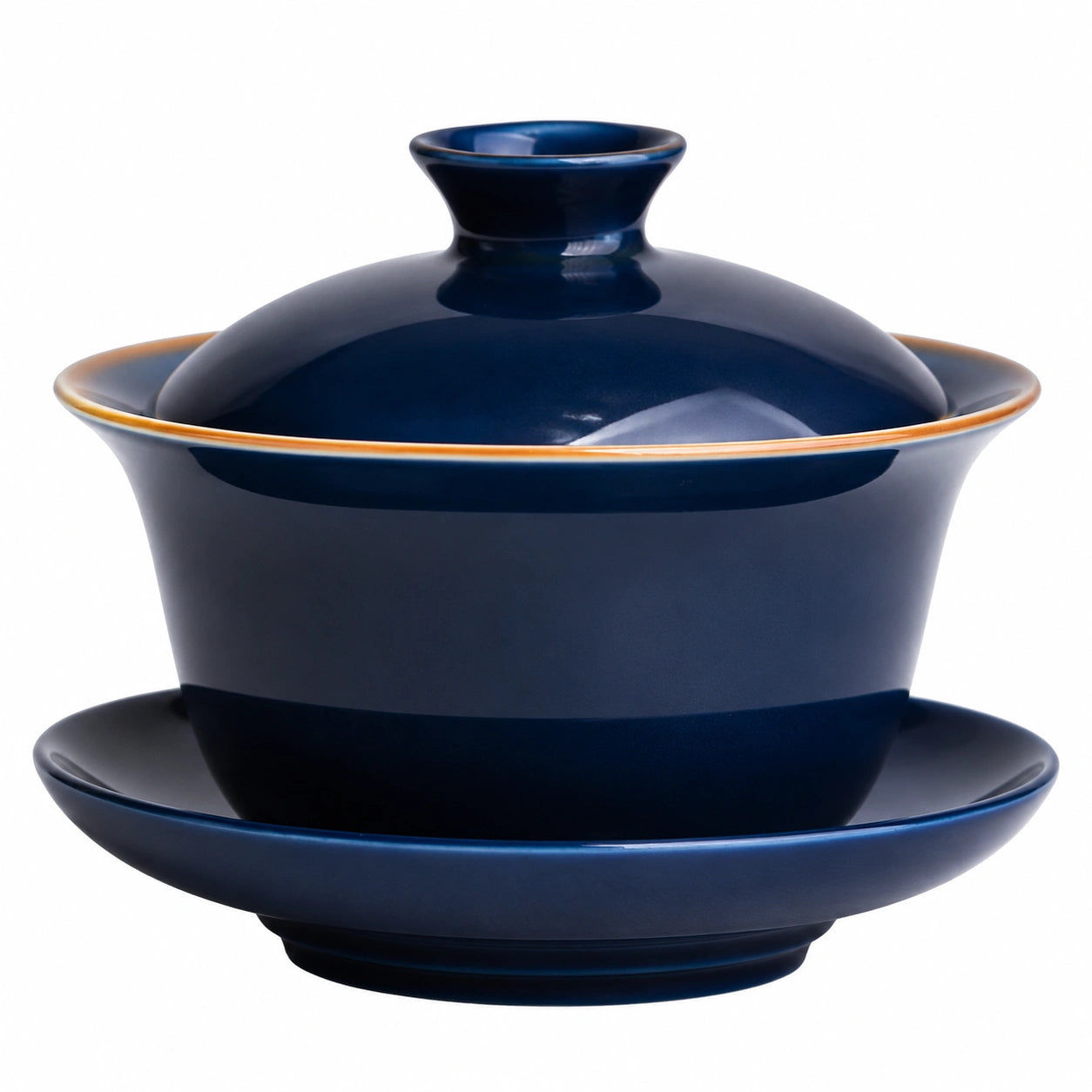Gaiwan en porcelaine bleu marine 150 ml avec soucoupe pour infusion de thé