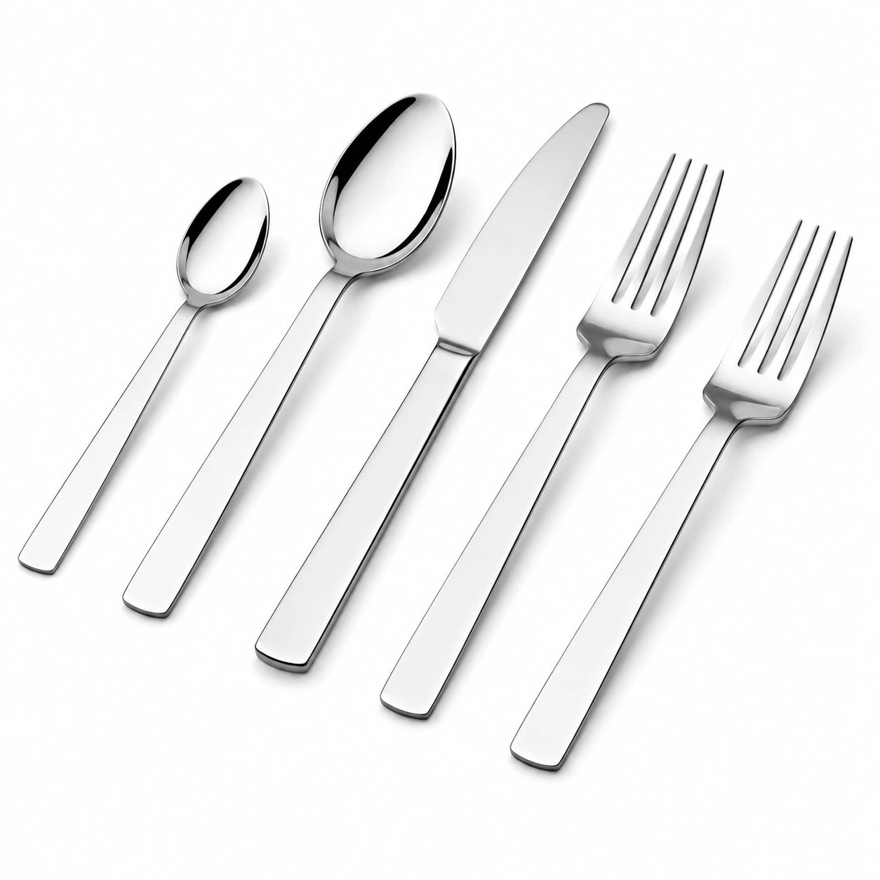 Ménagère 5 pièces en acier inoxydable argenté - couverts de table modernes