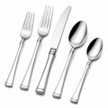 Ménagère 5 pièces en acier inoxydable argenté finition polie pour table