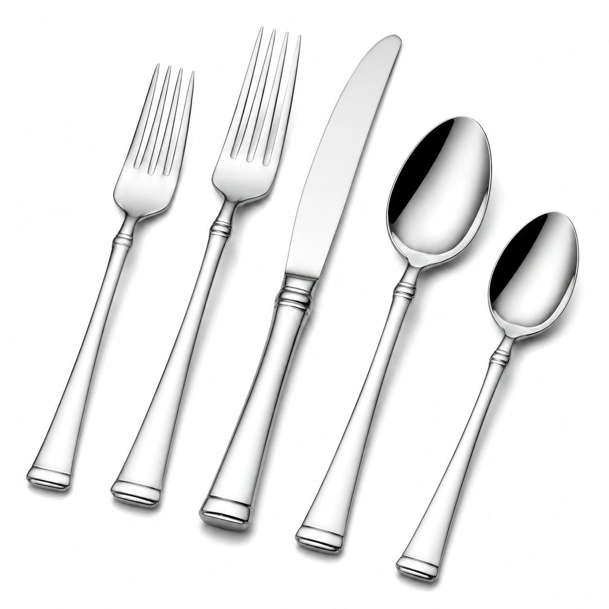 Ménagère 5 pièces en acier inoxydable argenté finition polie pour table