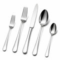 Ménagère 5 pièces en acier inoxydable argenté finition polie pour table
