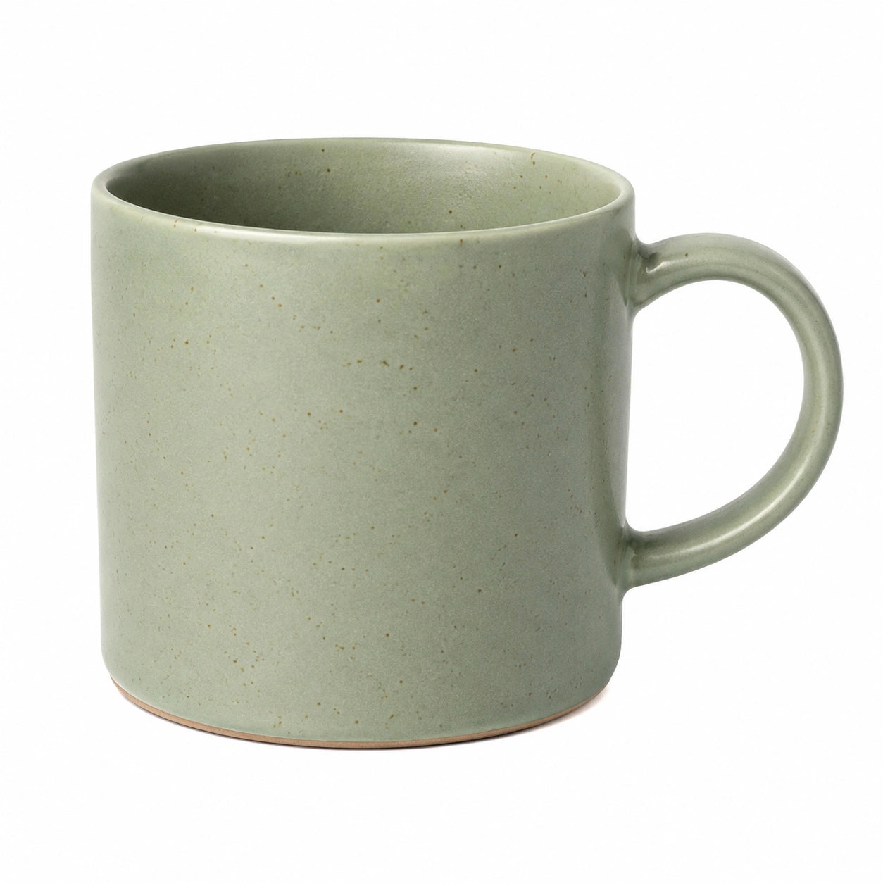 Mug 350 ml en grès vert sauge moucheté avec anse
