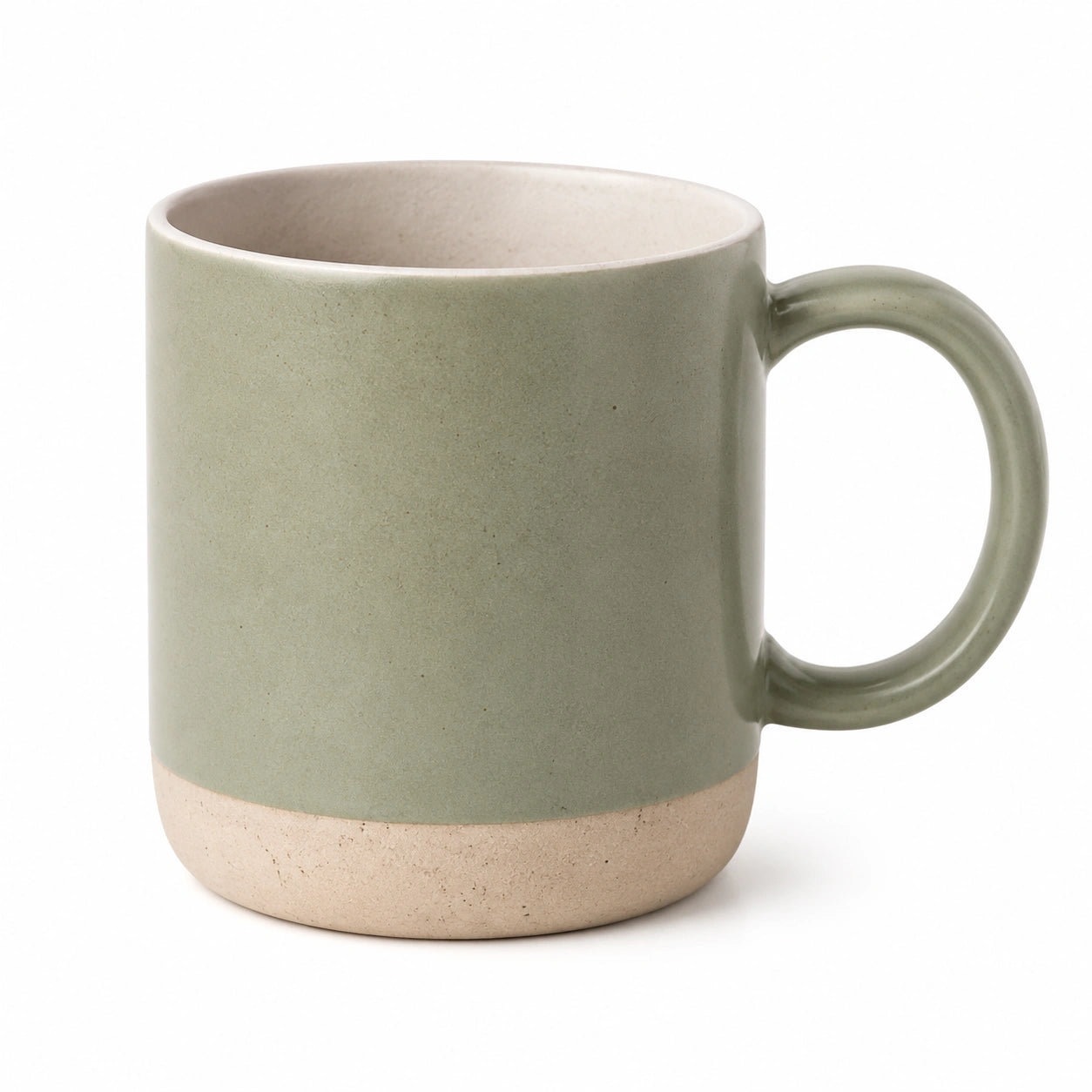 Mug 400 ml en céramique vert sauge pour boissons chaudes style artisanal