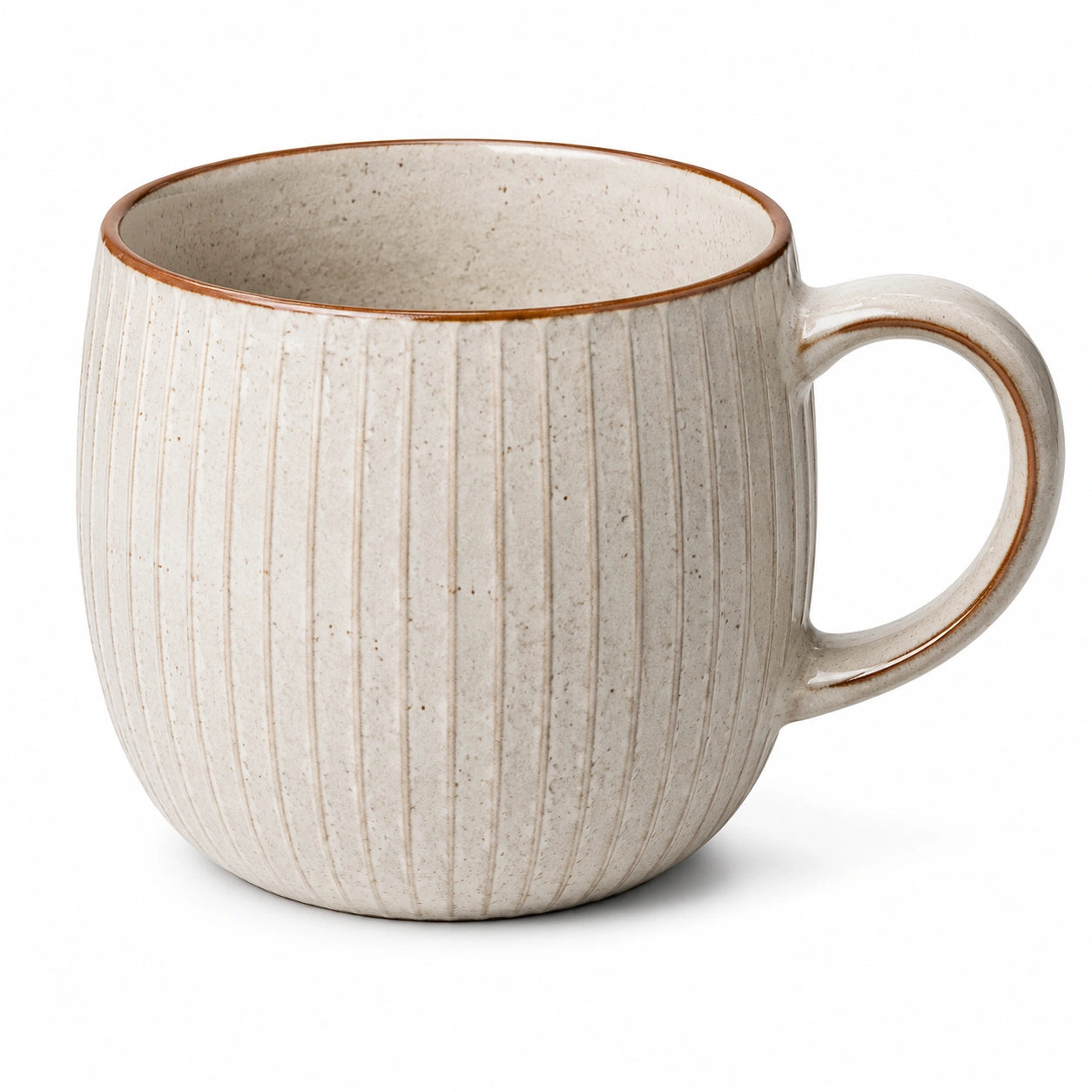 Mug en céramique 450 ml beige texturé à anse pour boissons chaudes